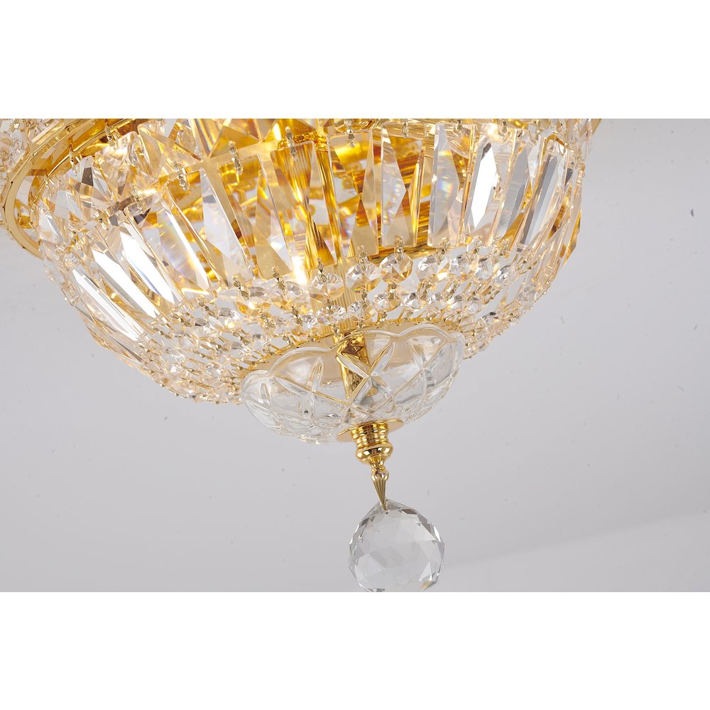 3-Light Gold Flush Mount With Clear Crystals