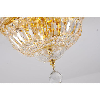 3-Light Gold Flush Mount With Clear Crystals