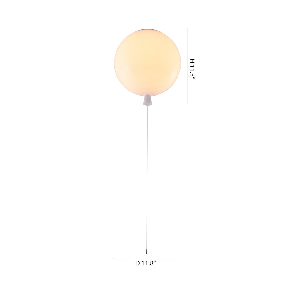 1-Light white acrylic semi flush mount in a balloon shape