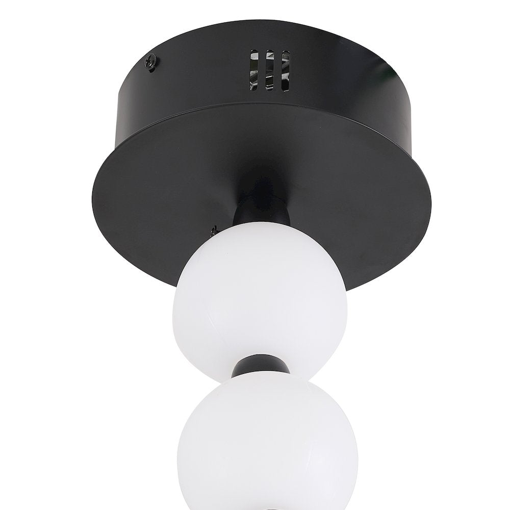 30-Light Black LED Chandelier With White Acrylic Ball Shades