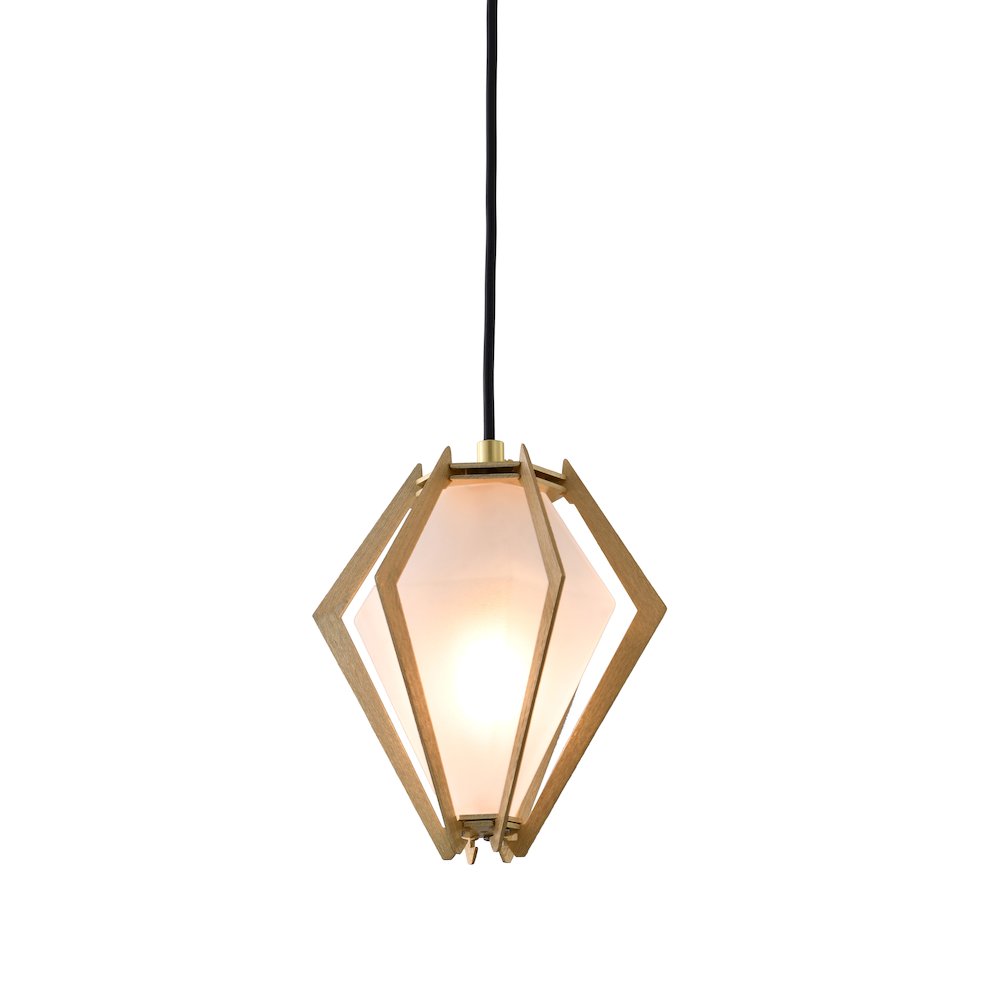 1-Light Gold Aluminum Single Pendant With Frosted Glass