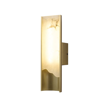 1-Light Stain Brass Aluminum LED Wall Sconce With White Alabaster Accents