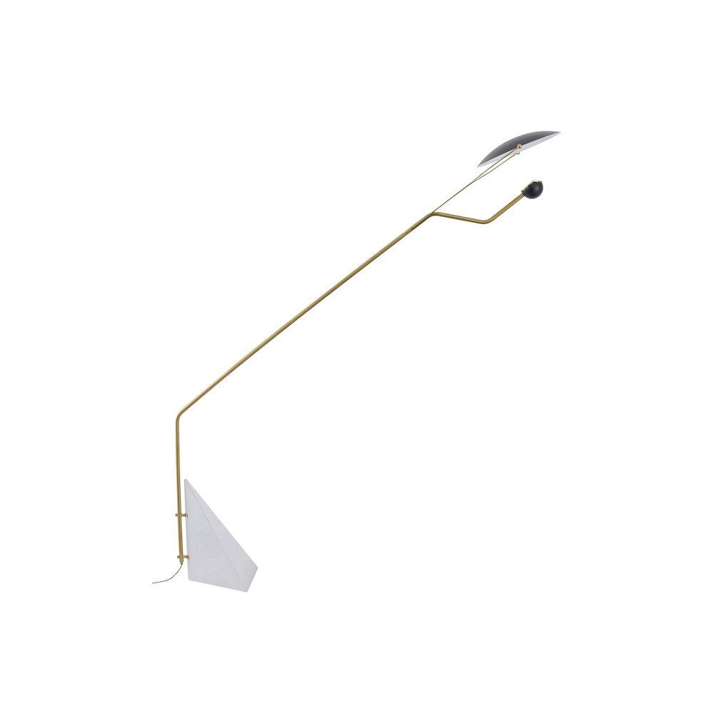 1-Light Black Aluminum Floor Lamp With A Marble Base And Metal Shade