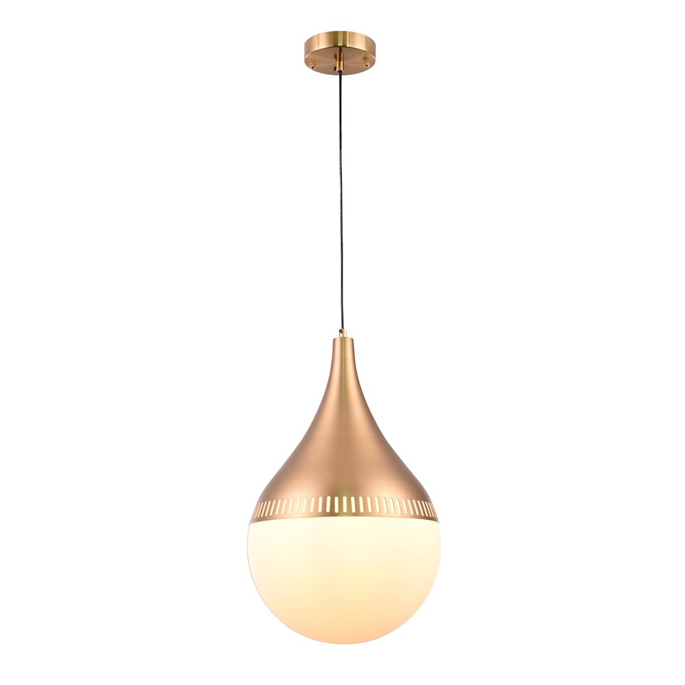 1-Light Gold Metal Pendant With A Milk White Glass Shade