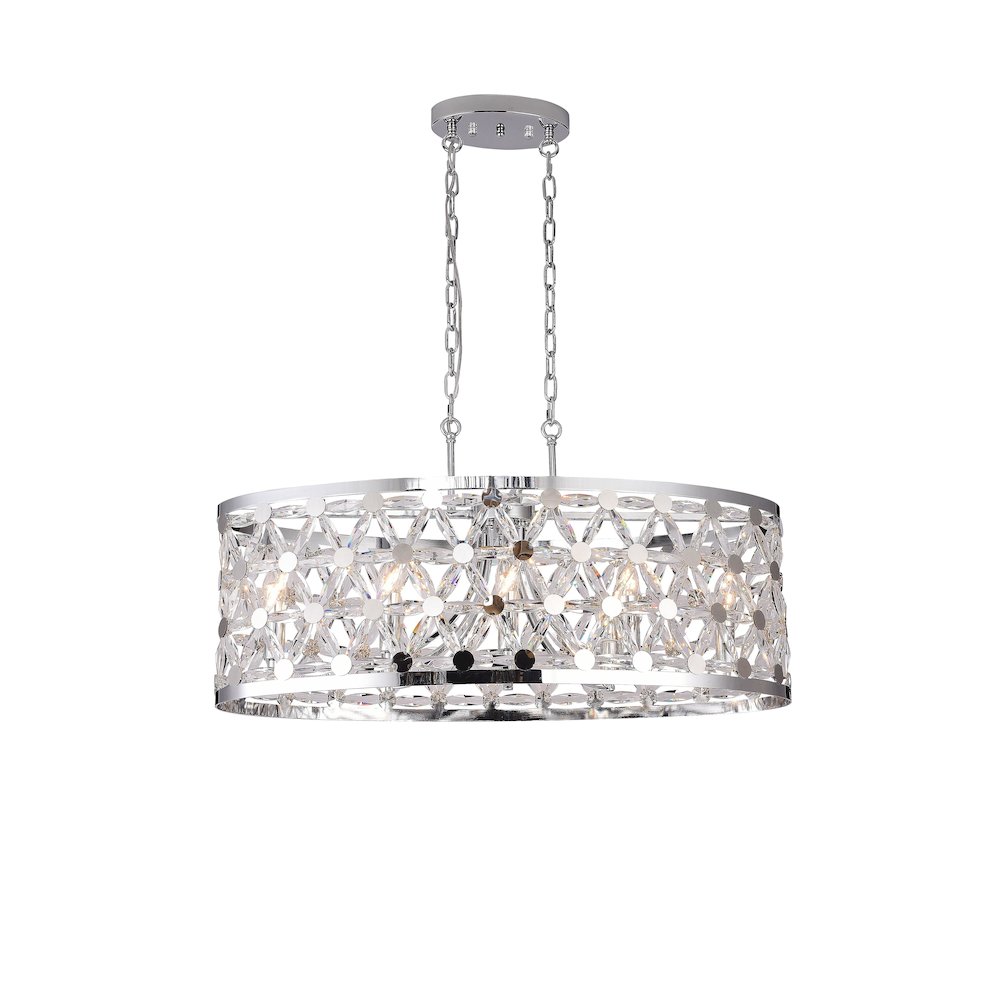 8-Light Chrome OVAL Chandelier With Clear Crystal Star Detailing
