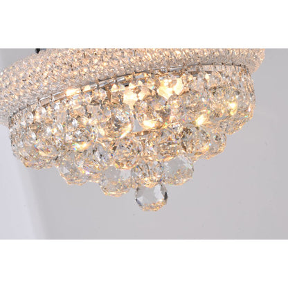 3-Light chrome Flush Mount With Clear Crystals