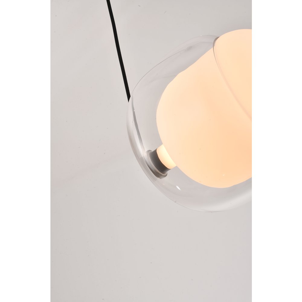 1-Light Black LED Pendant With A Clear And White Glass Shade