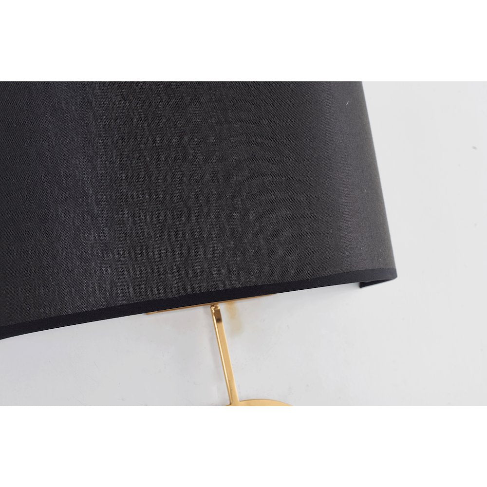1-Light Satin Brass Metal Wall Sconce With A Fabric Black Shade