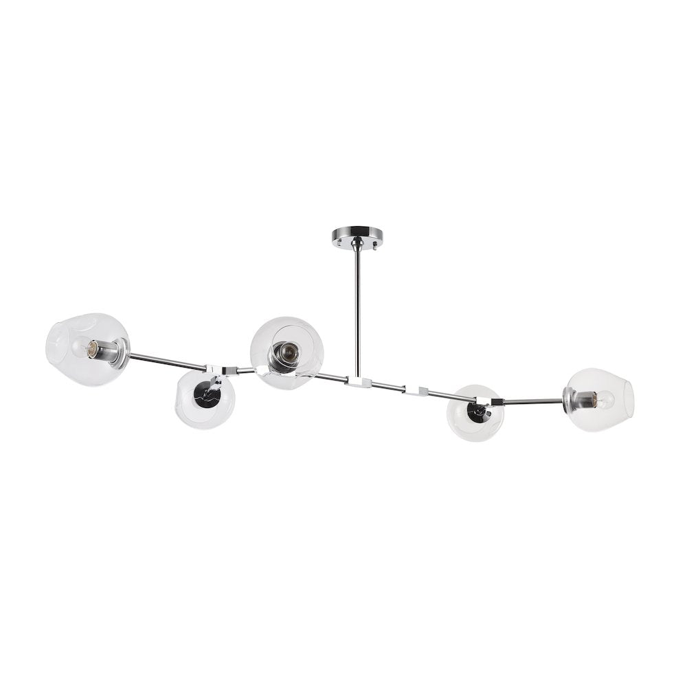 5-Light Chrome Chandelier With Clear Glass Shades