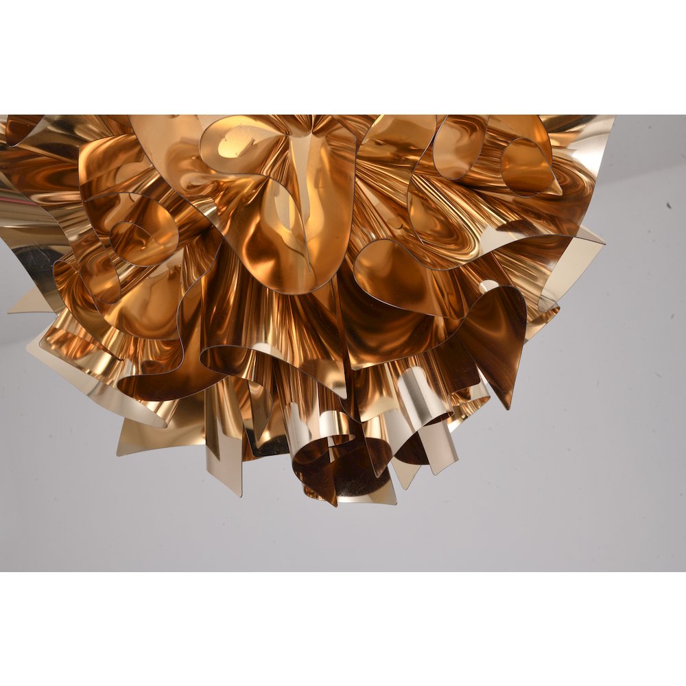 1-Light Shiny Gold Acrylic Chandelier With White Hardware