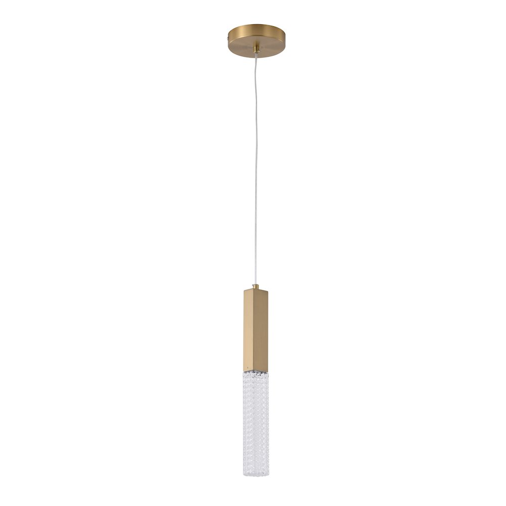 1-Light Gold LED Single Pendant With A Clear Glass Shade