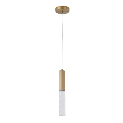 1-Light Gold LED Single Pendant With A Clear Glass Shade