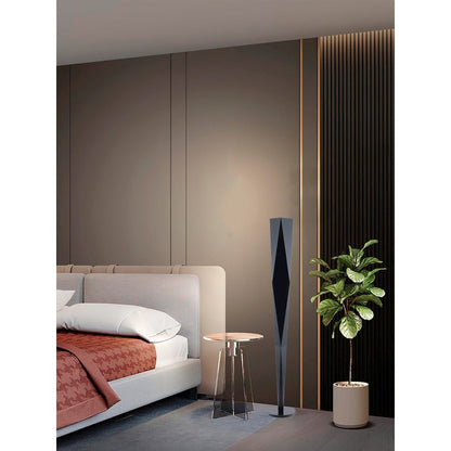 1-Light Black Stainless Steel LED Floor Lamp With A White Acrylic Shade