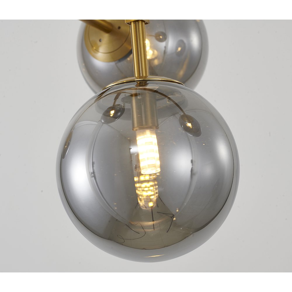 5-Light Gold Chandelier With Smoke Glass Shades