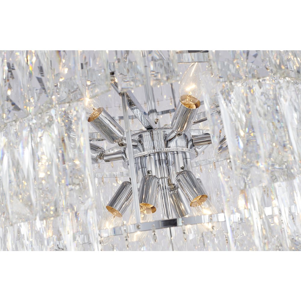 39-Light Chrome Chandelier With Clear Crystals