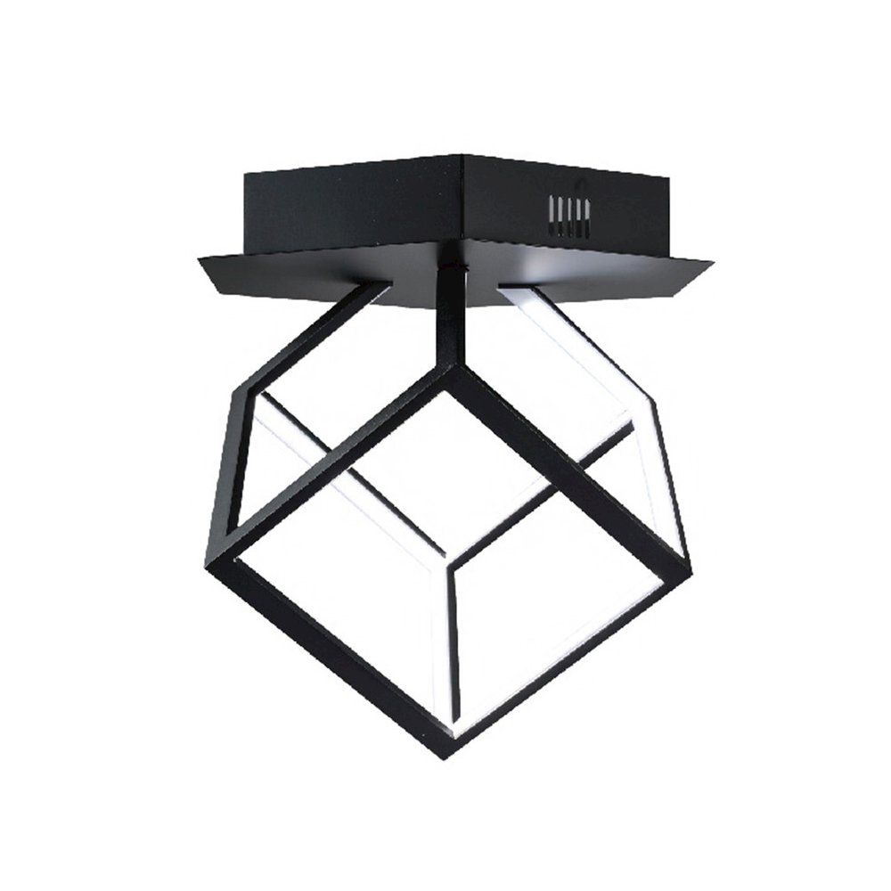 10-Light Black LED Semi Flush Mount With Black Shades / White Acrylic Diffusers
