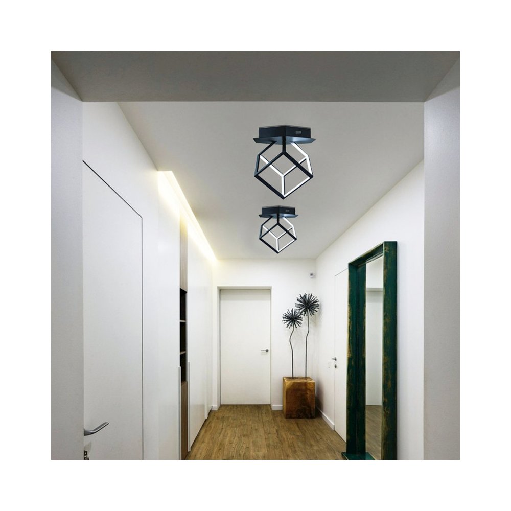 10-Light Black LED Semi Flush Mount With Black Shades / White Acrylic Diffusers