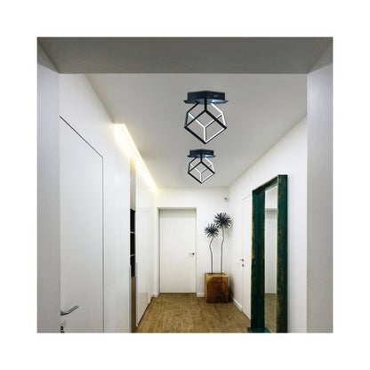 10-Light Black LED Semi Flush Mount With Black Shades / White Acrylic Diffusers