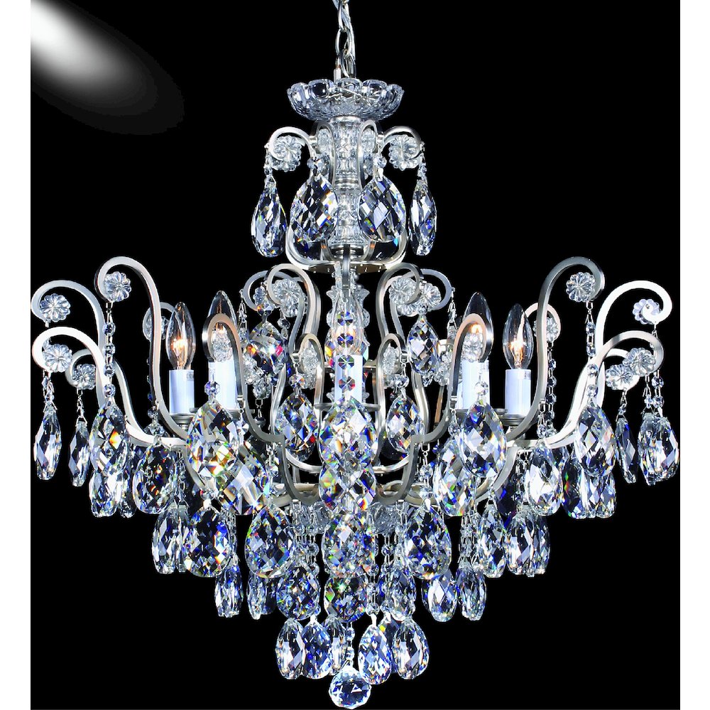 8-Light Pewter Chandelier With Clear Crystals