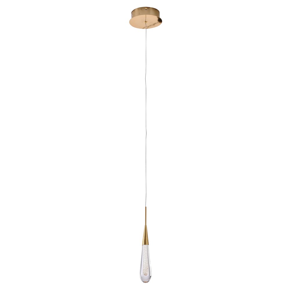 1-Light Gold Aluminum LED Pendant With A Clear Glass Accent
