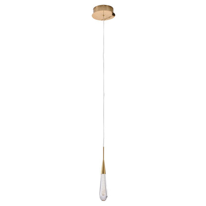 1-Light Gold Aluminum LED Pendant With A Clear Glass Accent