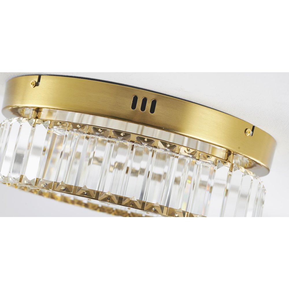 1-Light Brass Dimmable LED Flush Mount With Clear Crystals