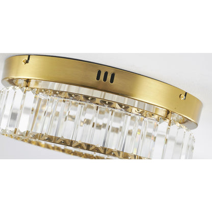 1-Light Brass Dimmable LED Flush Mount With Clear Crystals