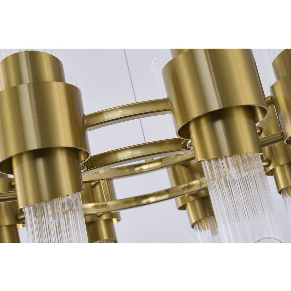 16-Light Satin Brass Iron Chandelier With Glass Shades