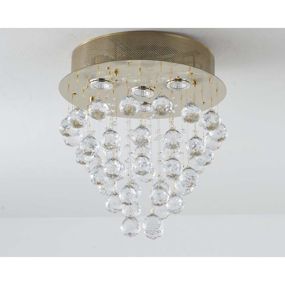 4-Light Gold Flush Mount With Clear Crystals