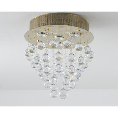 4-Light Gold Flush Mount With Clear Crystals