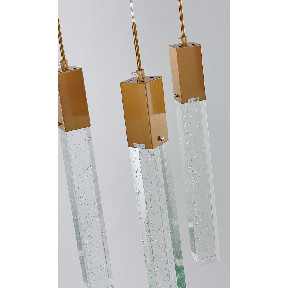7-Light Gold Island Lighting With A Clear Bubble Crystal