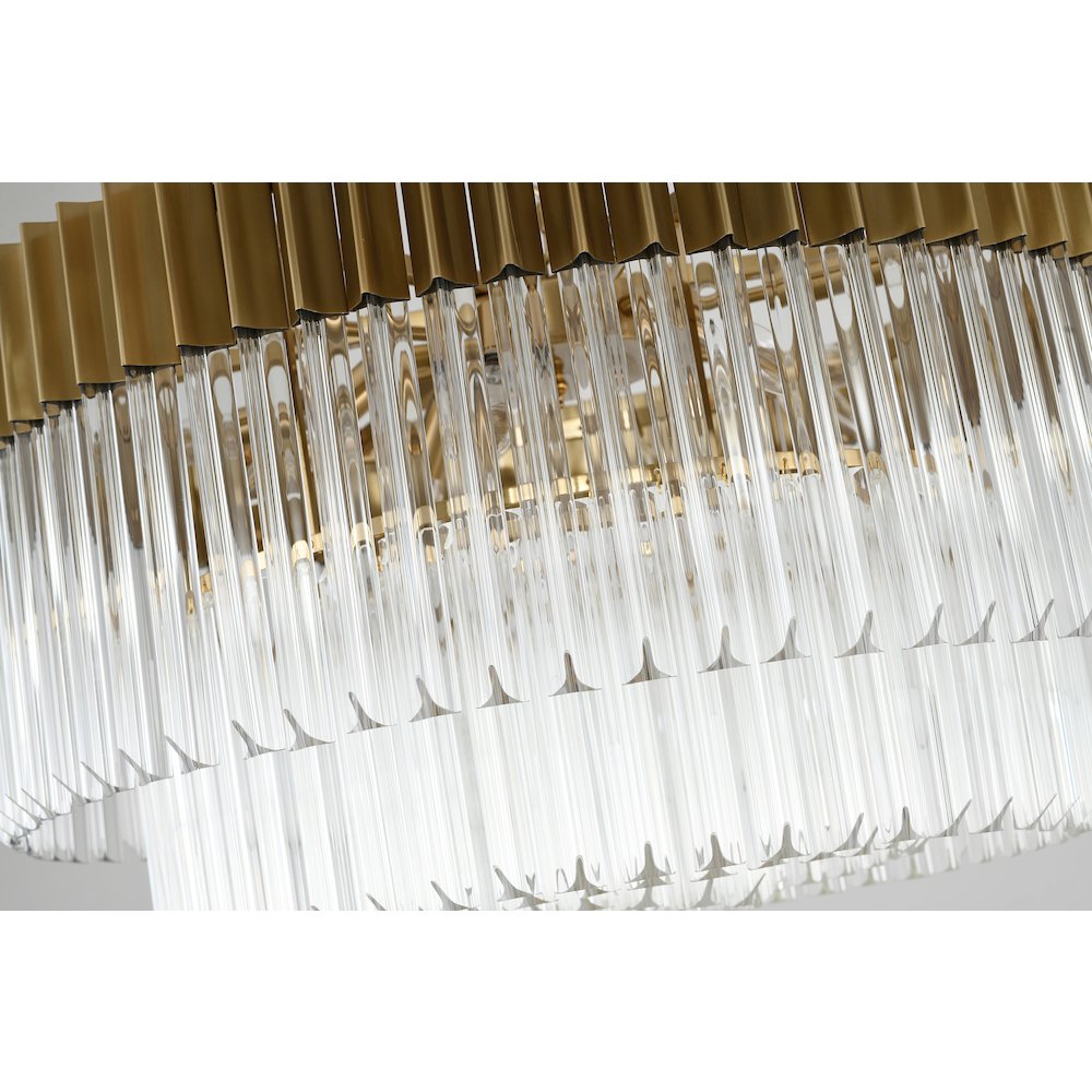 12-Light Brass Chandelier With Clear Crystals