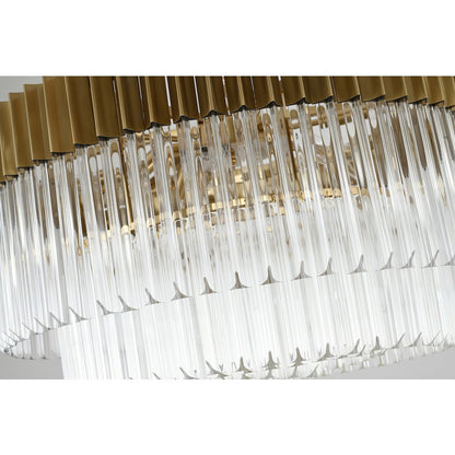 12-Light Brass Chandelier With Clear Crystals