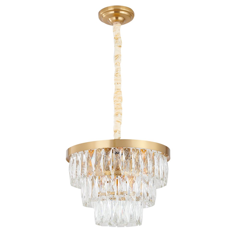 6-Light Gold Metal Chandelier With Clear Crystal