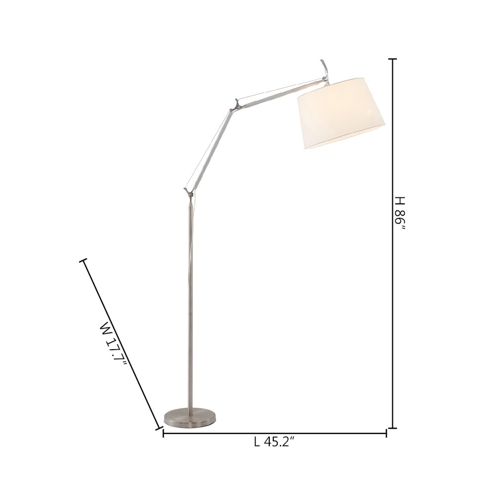 1-Light Chrome Floor Lamp With A White Linen Drum
