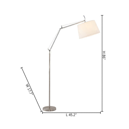 1-Light Chrome Floor Lamp With A White Linen Drum