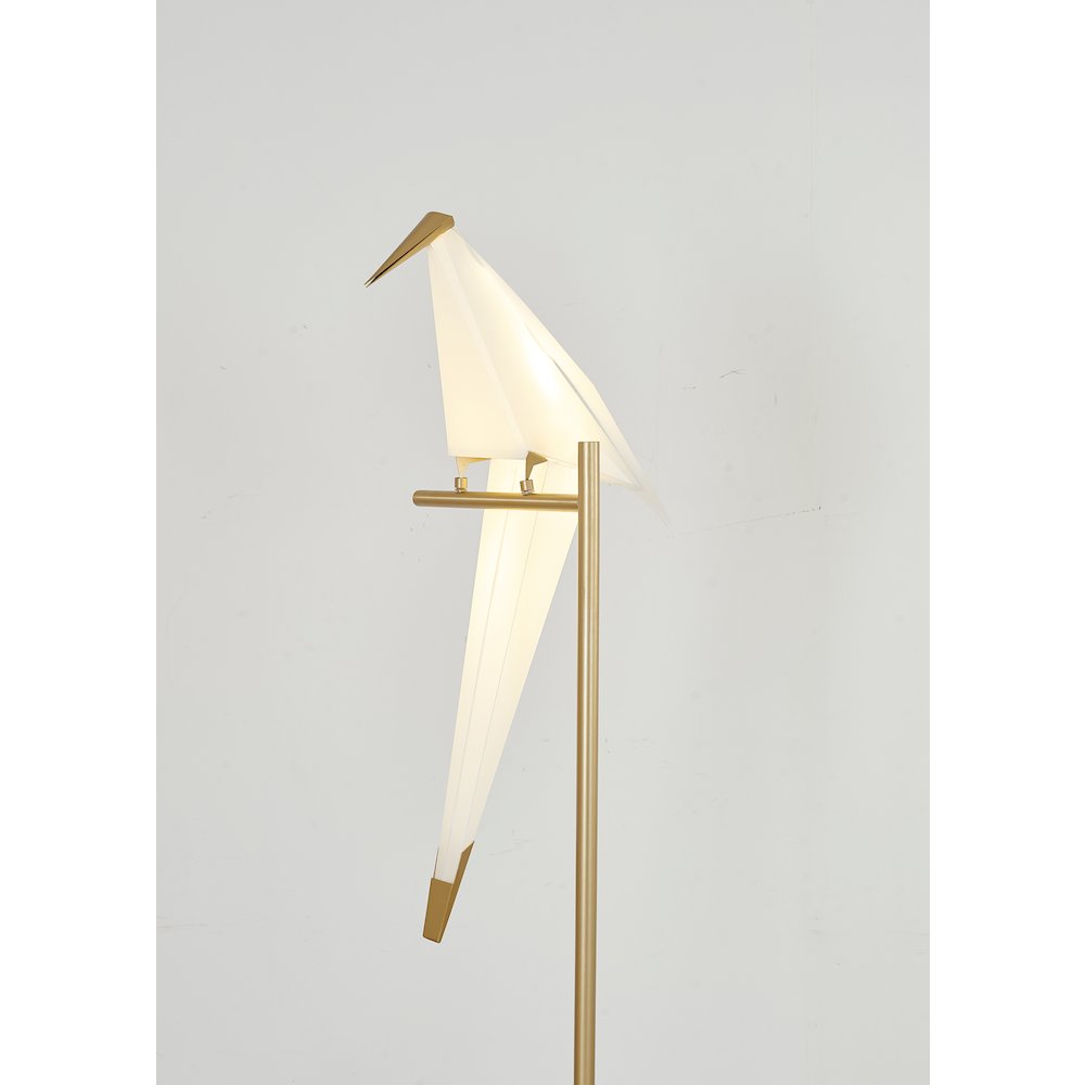 1-Light Gold LED Table Lamp With A White Plastic Bird