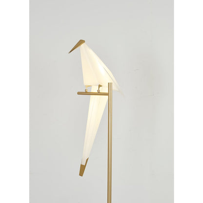 1-Light Gold LED Table Lamp With A White Plastic Bird