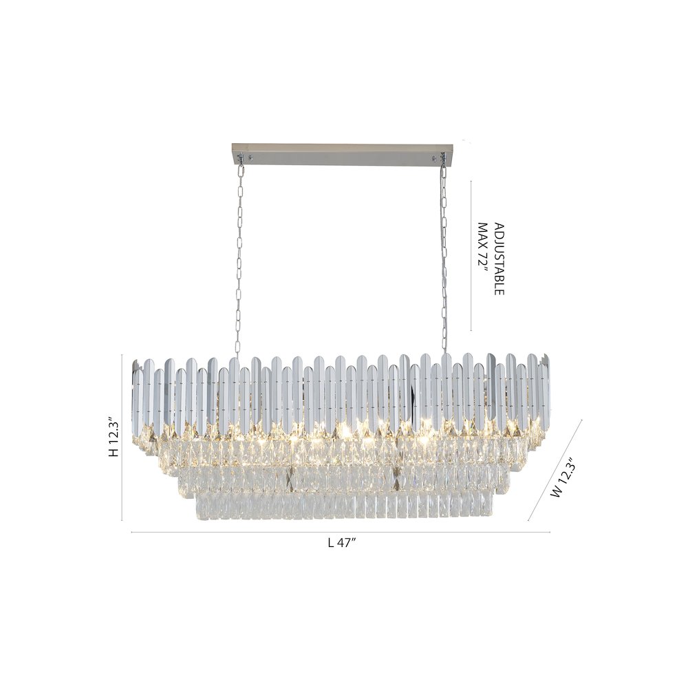 14-Light Chrome Stainless Steel Chandelier With Clear Crystal Accents