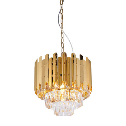 8-Light Gold Stainless Steel Chandelier With Clear Crystals