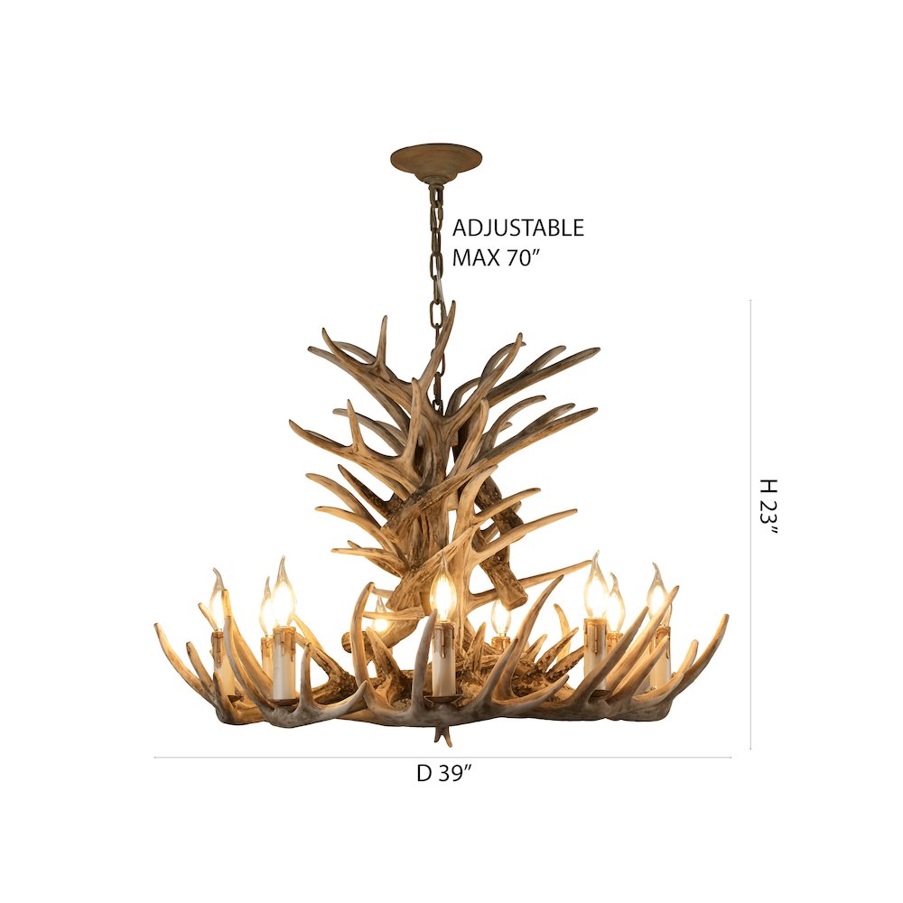 9-Light Faux Brown Antler Chandelier
