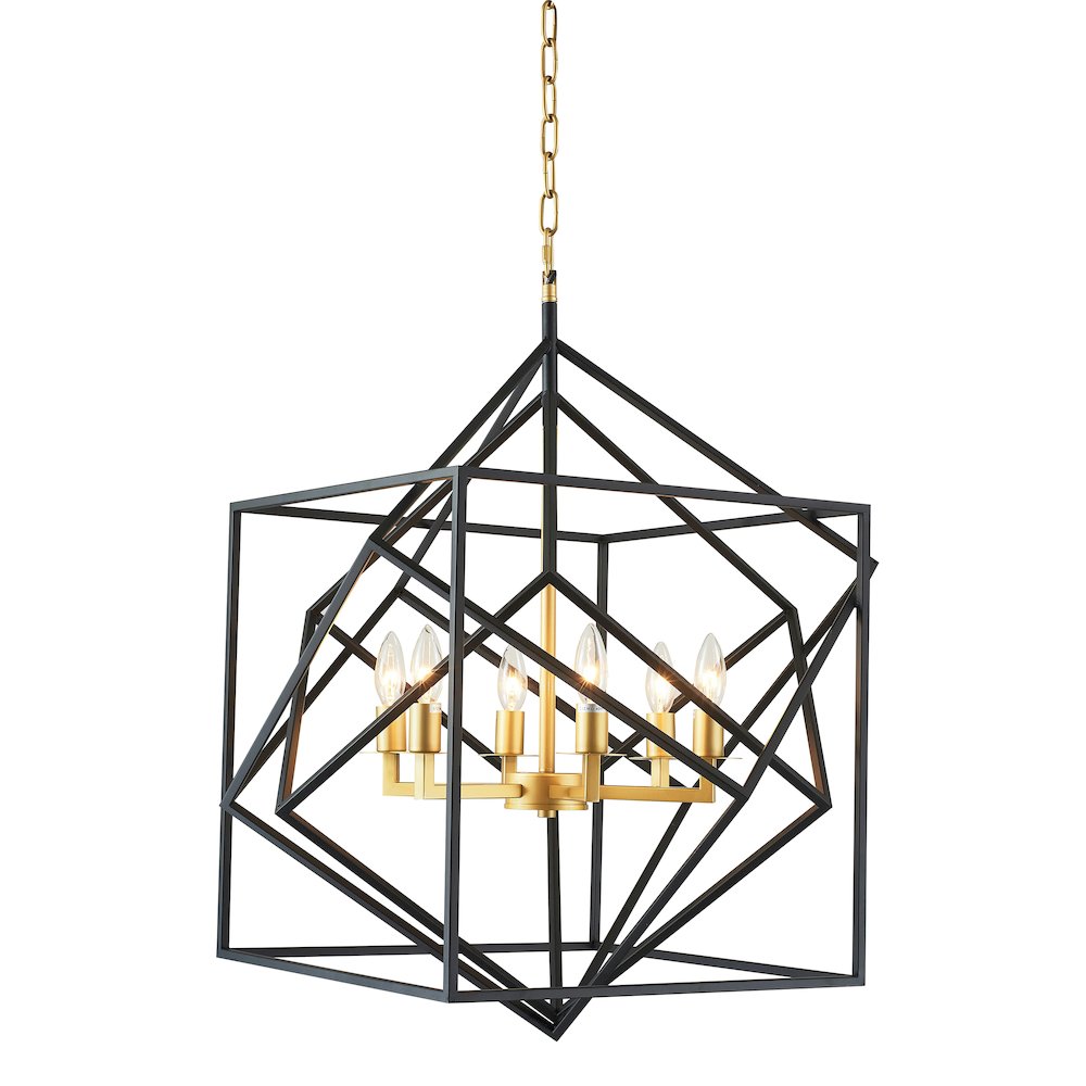 6-Light Black And Gold Metal Chandelier