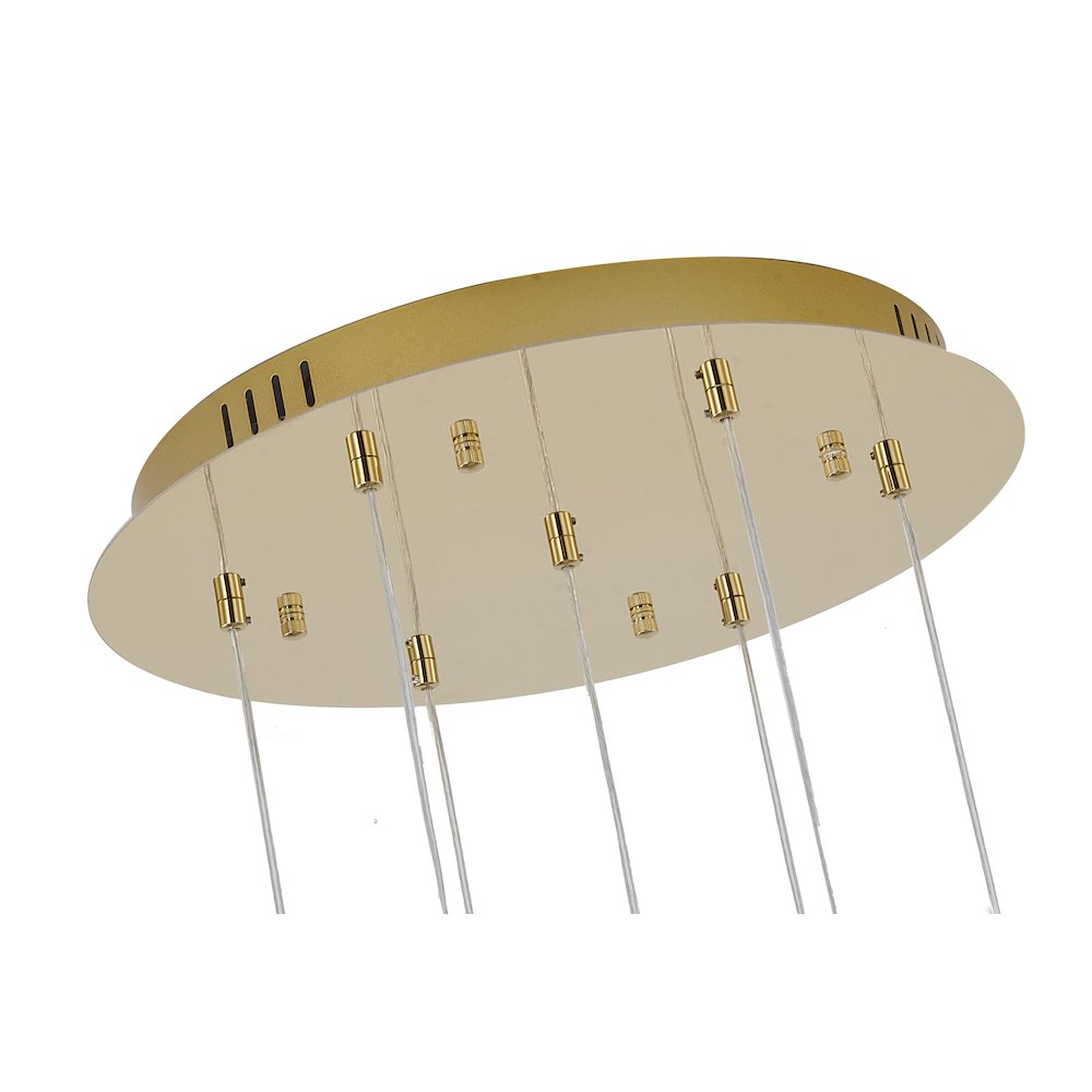 7-Light Brushed Gold Chandelier With Clear Crystal Stones