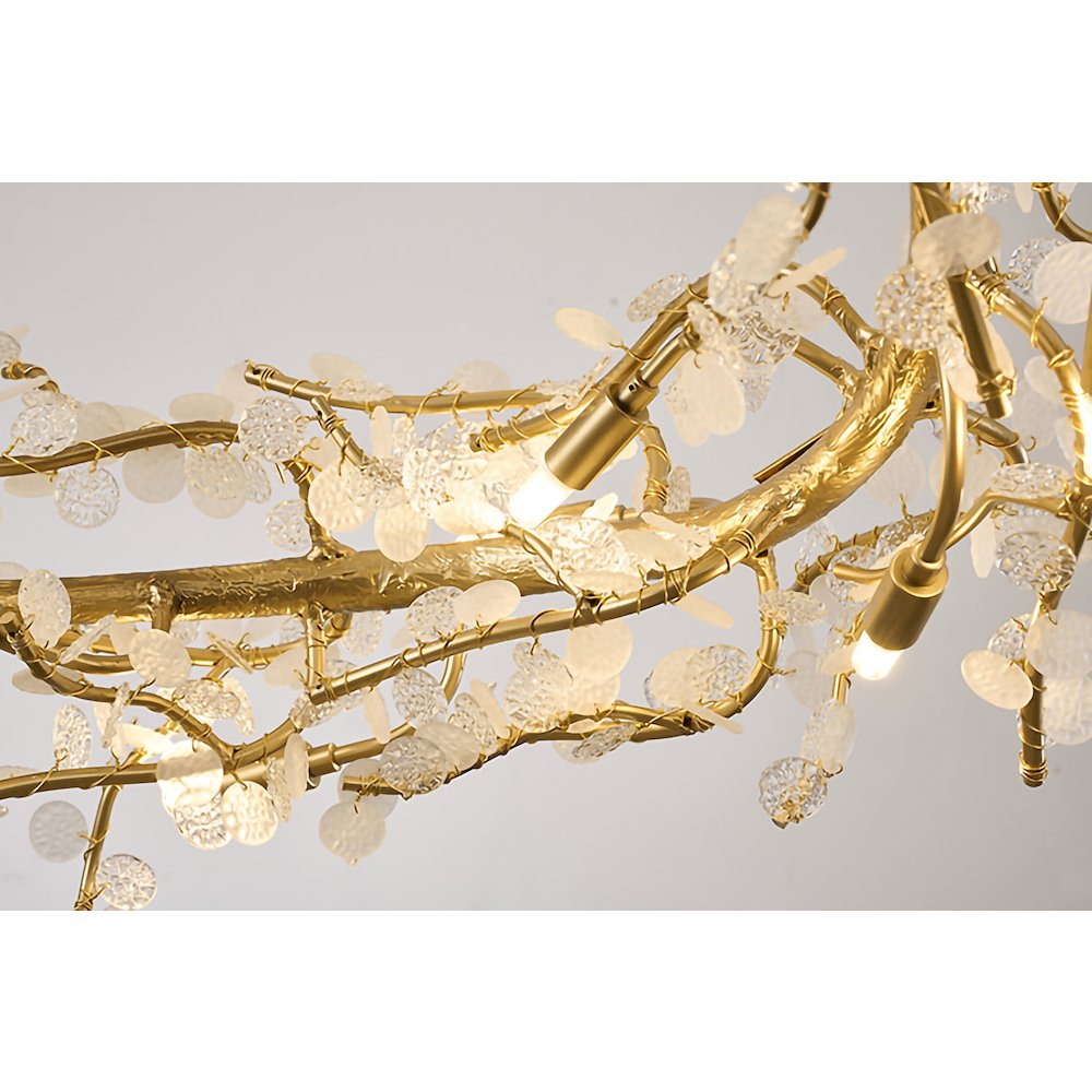 18-Light Gold Aluminum Chandelier With Clear Glass