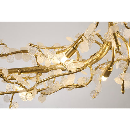 18-Light Gold Aluminum Chandelier With Clear Glass