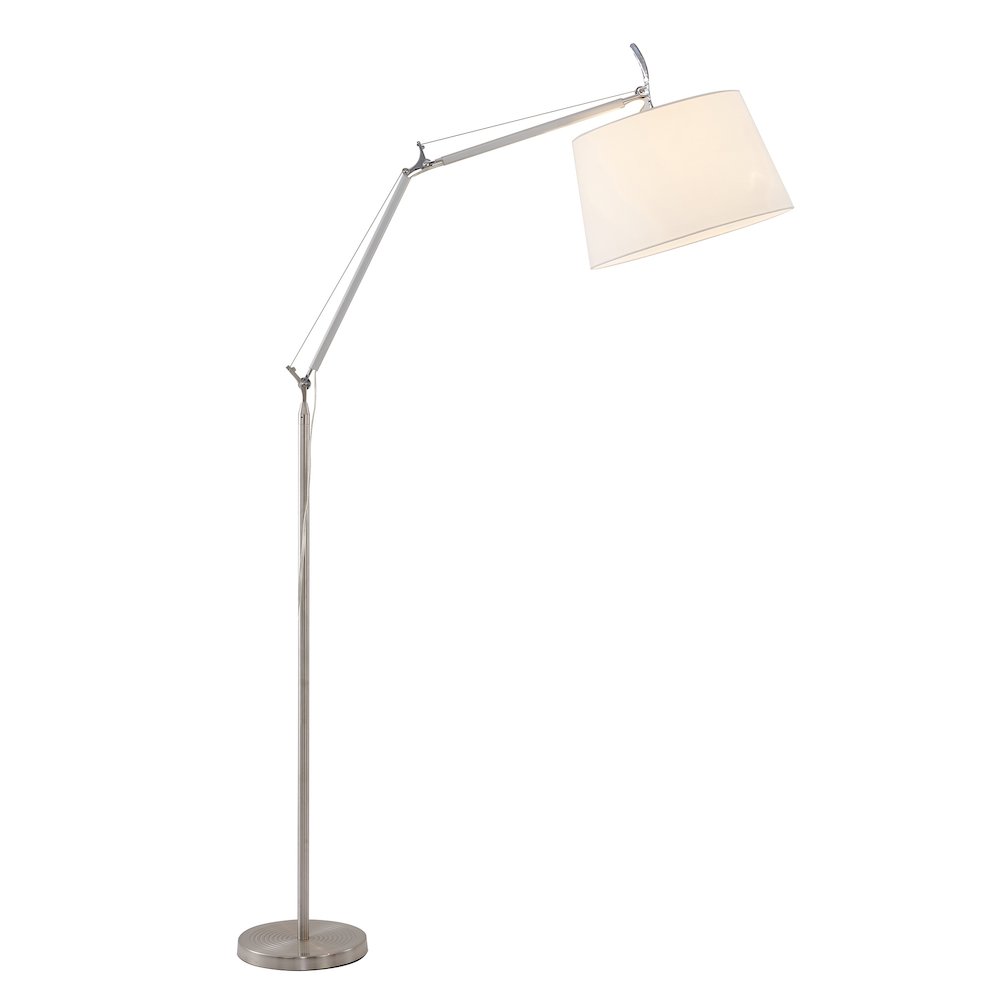 1-Light Chrome Floor Lamp With A White Linen Drum