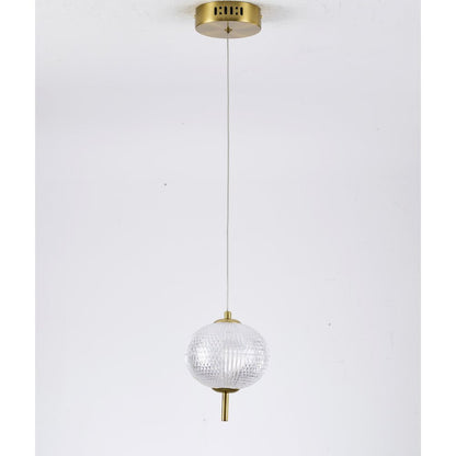 1-Light Brass Dimmable LED Single Pendant With A Clear PC Shade