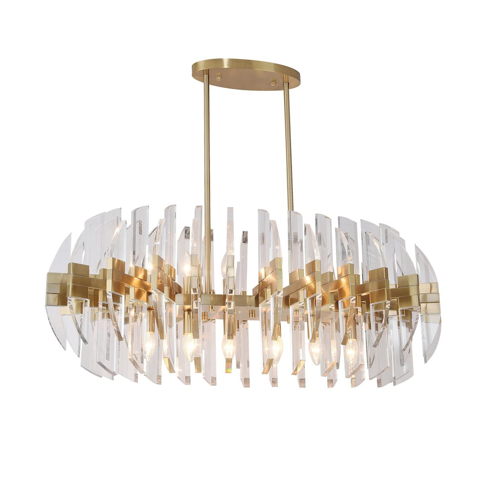 12-Light Copper ORB Chandelier With Clear Acrylic Arms