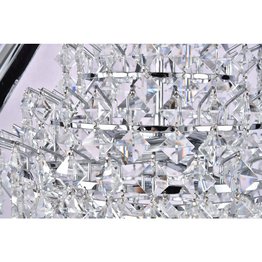 4-Light Chrome Metal Chandelier With Clear Crystals