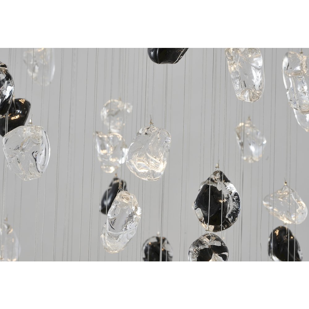 9-Light Chrome Chandelier With Clear And Amber Glass Stones